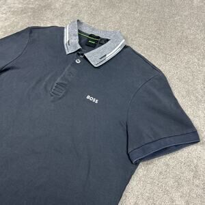 Hugo Boss Polo Shirt Mens XL Regular Fit Gray Short Sleeve Casual Cotton Stretch